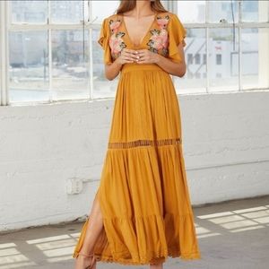 Cleobella Amery Maxi Dress in Mustard Yellow